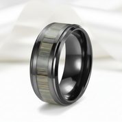 Bamboo Forest Men's Ceramic Wedding Band-Black Diamonds New York