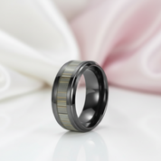 Bamboo Forest Men's Ceramic Wedding Band-Black Diamonds New York
