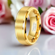 Gold Tungsten Carbide Men's Wedding Band-Black Diamonds New York