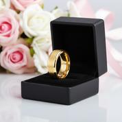 Gold Tungsten Carbide Men's Wedding Band-Black Diamonds New York