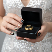 Gold Tungsten Carbide Men's Wedding Band-Black Diamonds New York