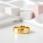 Gold Tungsten Carbide Men's Wedding Band-Black Diamonds New York