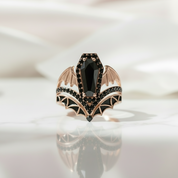 Wings Of Eternity- Coffin Cut Diamond Bat Wings Wedding Rings-Black Diamonds New York