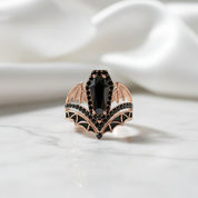 Wings Of Eternity- Coffin Cut Diamond Bat Wings Wedding Rings-Black Diamonds New York