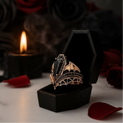 Wings Of Eternity- Coffin Cut Diamond Bat Wings Wedding Rings-Black Diamonds New York