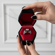 Bat's Kiss Promise Ring- 1.5 Ct Round and Coffin Cut Diamond Gothic Ring-Black Diamonds New York