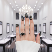 Bat's Kiss Promise Ring- 1.5 Ct Round and Coffin Cut Diamond Gothic Ring-Black Diamonds New York