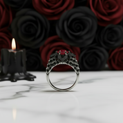 Bat's Kiss Promise Ring- 1.5 Ct Round and Coffin Cut Diamond Gothic Ring-Black Diamonds New York