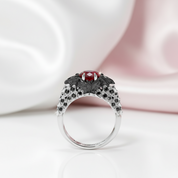 Bat's Kiss Promise Ring- 1.5 Ct Round and Coffin Cut Diamond Gothic Ring-Black Diamonds New York
