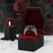 Bat's Kiss Promise Ring- 1.5 Ct Round and Coffin Cut Diamond Gothic Ring-Black Diamonds New York