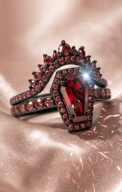 Best Love Rings- Rare Coffin Cut Diamond Option 14k Gold Gothic Ring Set-Black Diamonds New York