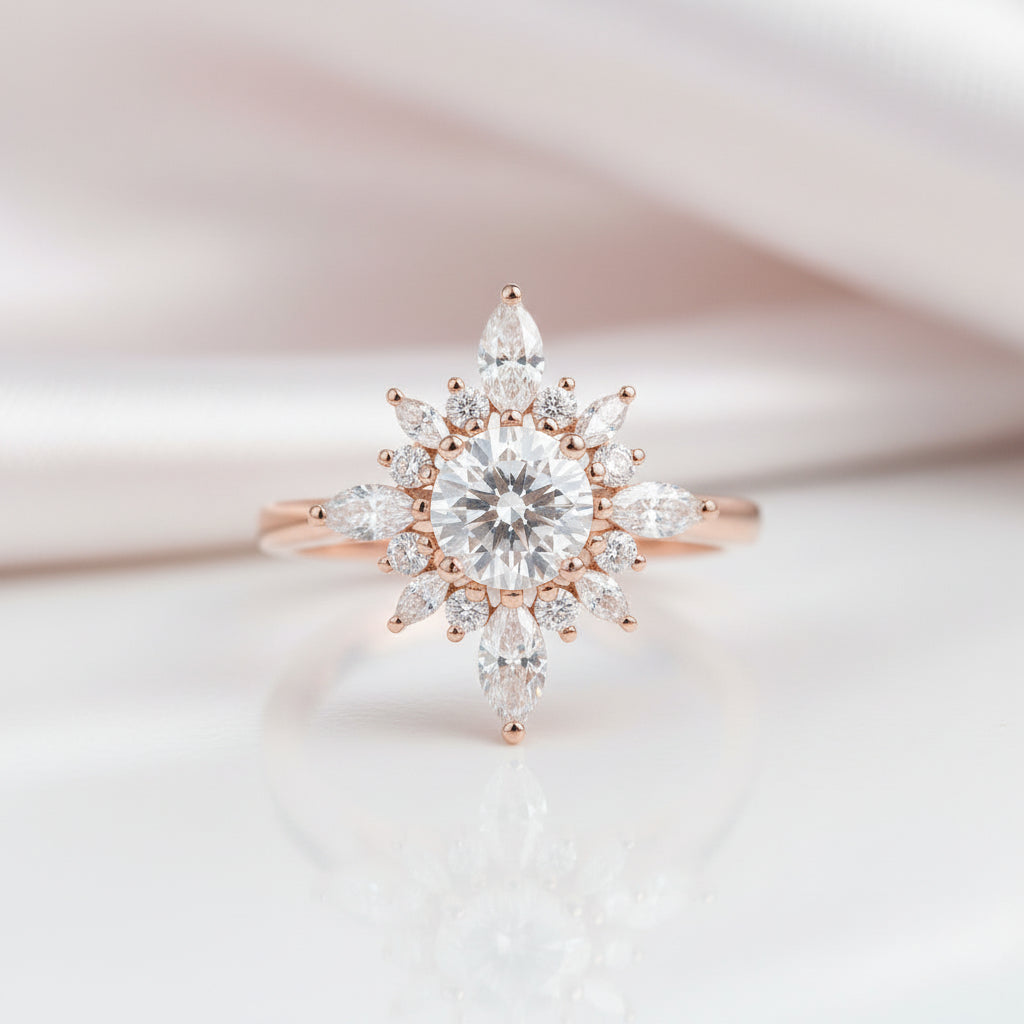 Unique 18k Rose Gold Diamond Option Engagement Ring-Black Diamonds New York