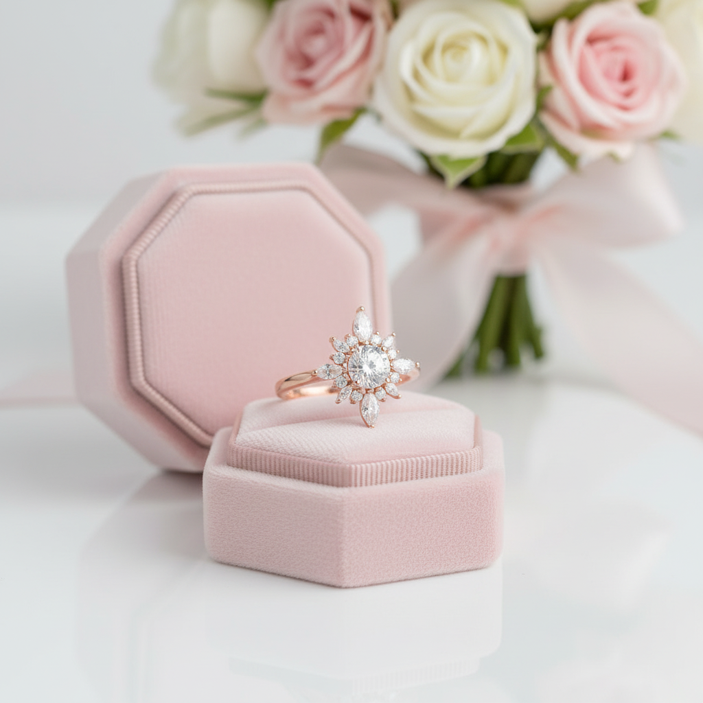 Unique 18k Rose Gold Diamond Option Engagement Ring-Black Diamonds New York