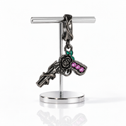 Vintage Black Rose Pistol & Butterfly Charm-Black Diamonds New York