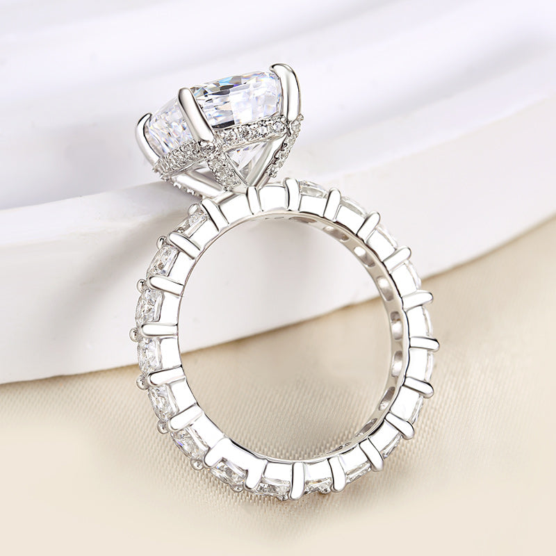 Elegant 3.5ct Cushion Cut Simulated Diamond Engagement Ring-Black Diamonds New York
