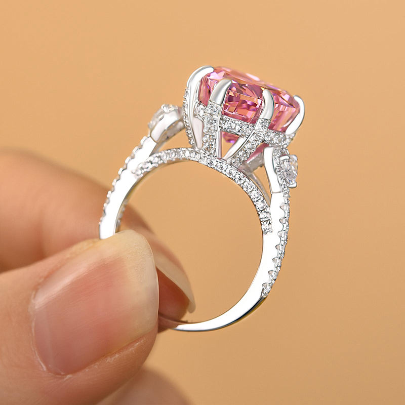 5.0 CT Pink Heart Cut Simulated Diamonds Engagement Ring-Black Diamonds New York