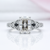 Platinum Celtic Knot with 3 ct Radiant Cut Diamond Option Ring-Black Diamonds New York