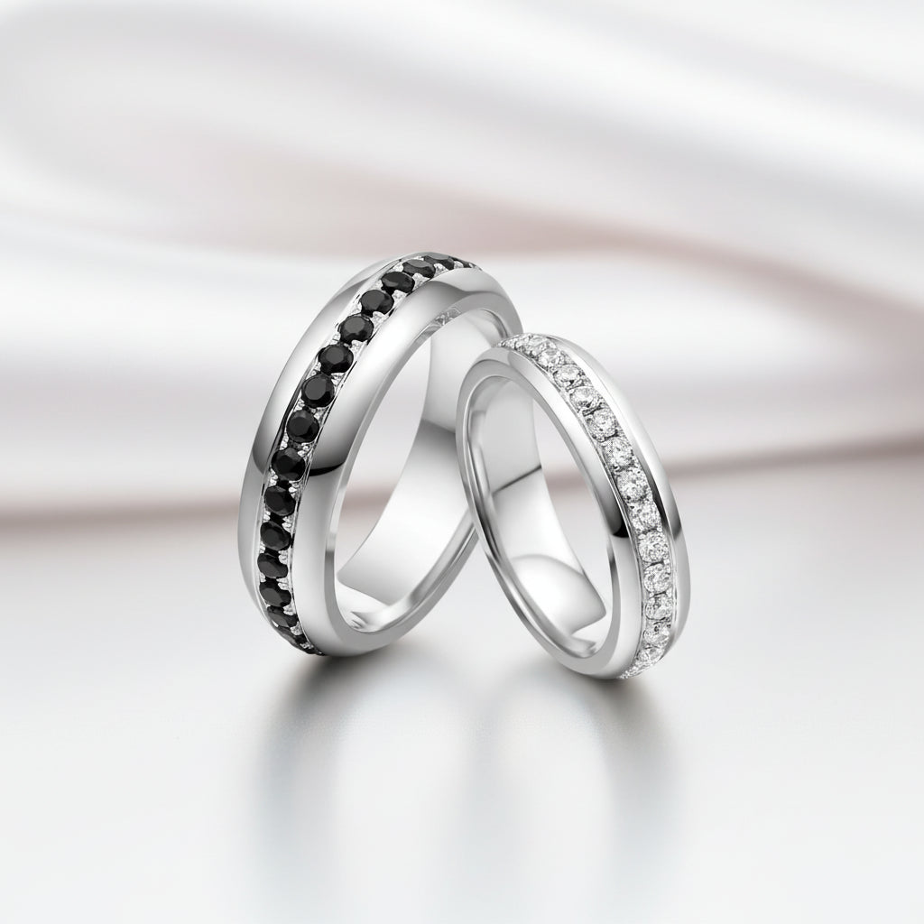 Round Diamond Option Couples Engagement Ring-Black Diamonds New York