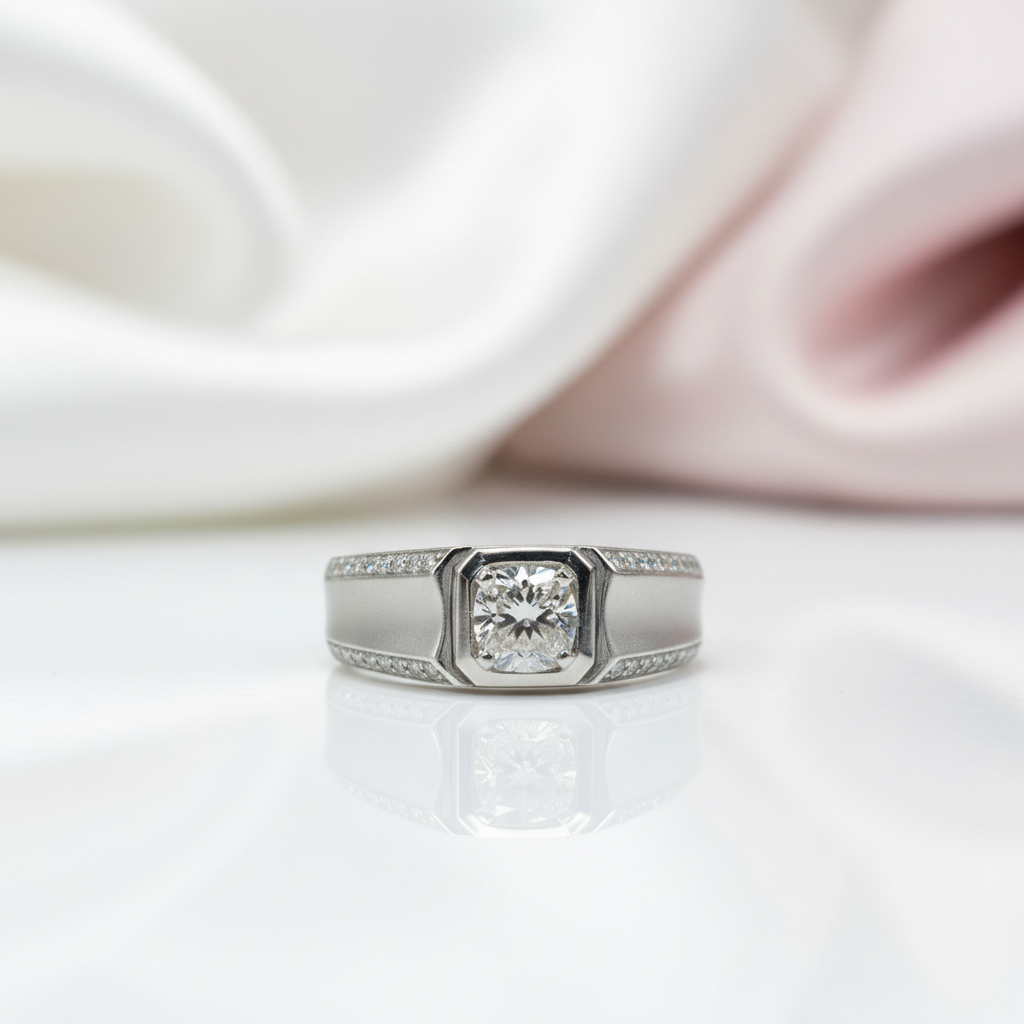 Round Cut 1.0 Ct Diamond Option Men's Ring-Black Diamonds New York