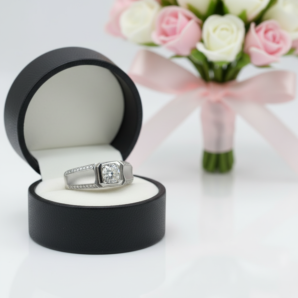 Round Cut 1.0 Ct Diamond Option Men's Ring-Black Diamonds New York