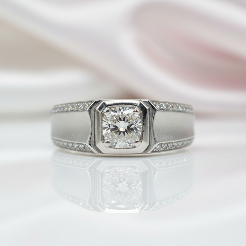 Round Cut 1.0 Ct Diamond Option Men's Ring-Black Diamonds New York