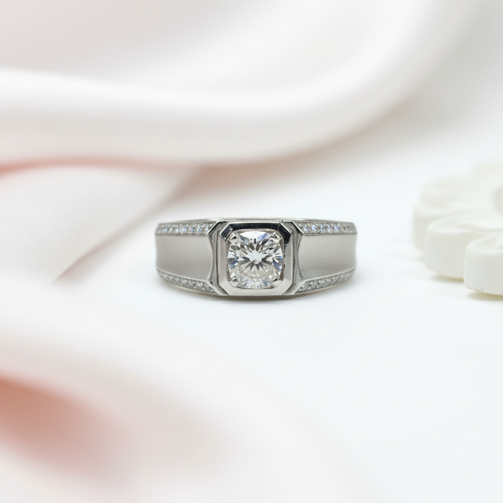 Round Cut 1.0 Ct Diamond Option Men's Ring-Black Diamonds New York