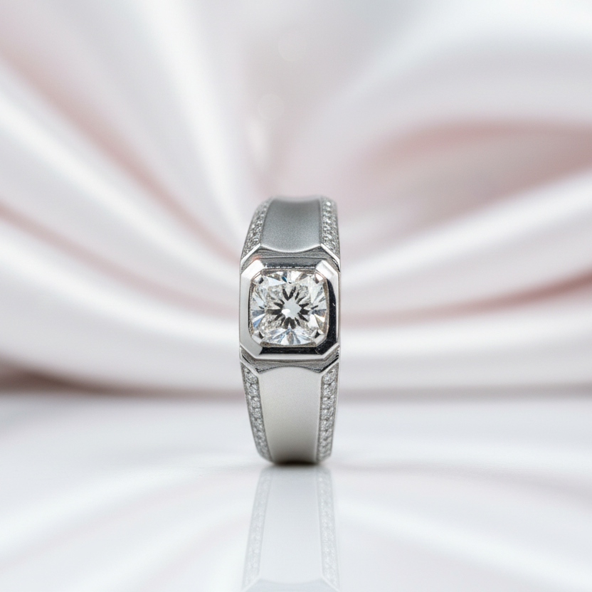 Round Cut 1.0 Ct Diamond Option Men's Ring-Black Diamonds New York