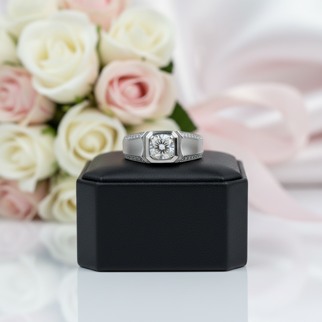 Round Cut 1.0 Ct Diamond Option Men's Ring-Black Diamonds New York