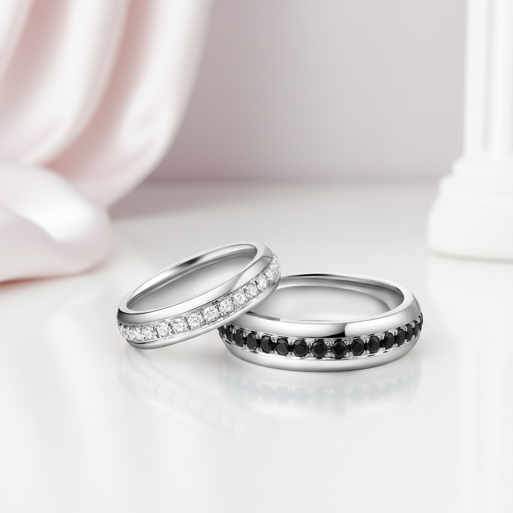 Round Diamond Option Couples Engagement Ring-Black Diamonds New York