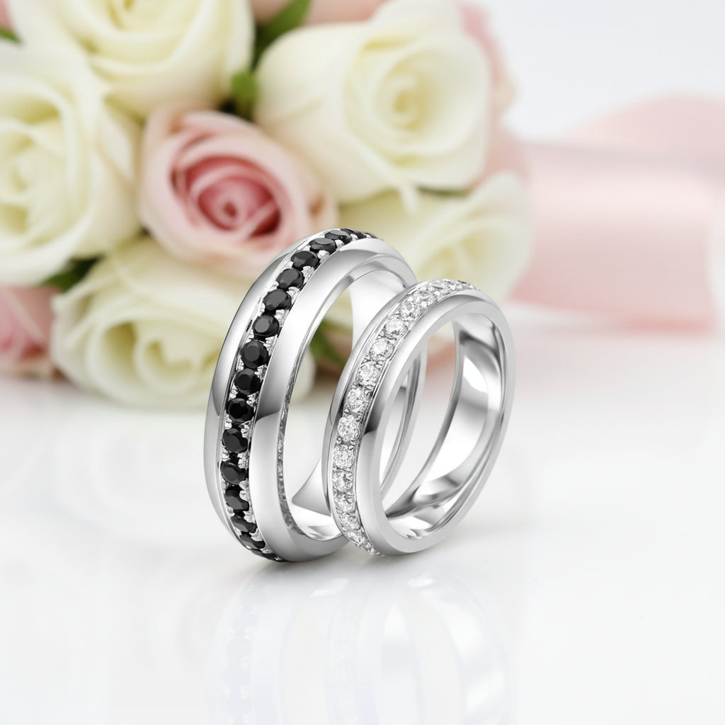 Round Diamond Option Couples Engagement Ring-Black Diamonds New York