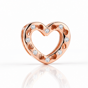 Heart Shaped Reflection Charm with Diamond Option-Black Diamonds New York