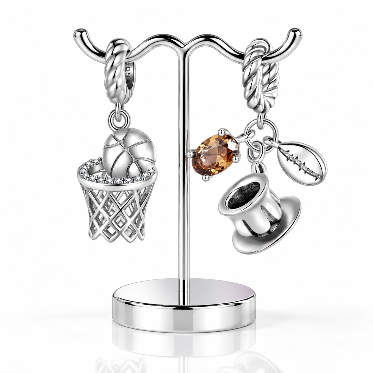 Gorgeous Basketball Charm with Diamond Option-Black Diamonds New York