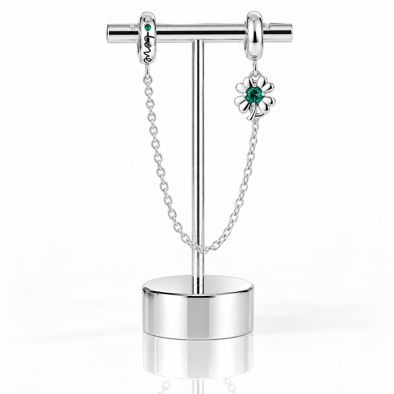 Green Lucky Clover & Red Ladybug Charms-Black Diamonds New York