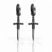 Midnight Dagger Hoop Earrings-Black Diamonds New York