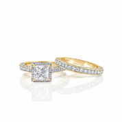 1.5ct Princess Cut Diamond Option Halo Engagement Ring Set-Black Diamonds New York