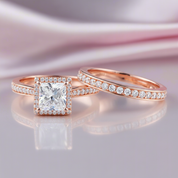 1.5ct Princess Cut Diamond Halo Engagement Ring Set-Black Diamonds New York