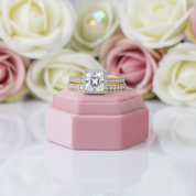 1.5ct Princess Cut Diamond Halo Engagement Ring Set-Black Diamonds New York