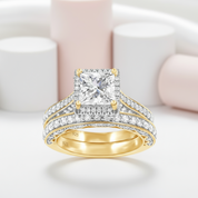 1.5ct Princess Cut Diamond Halo Engagement Ring Set-Black Diamonds New York