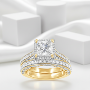 1.5ct Princess Cut Diamond Halo Engagement Ring Set-Black Diamonds New York