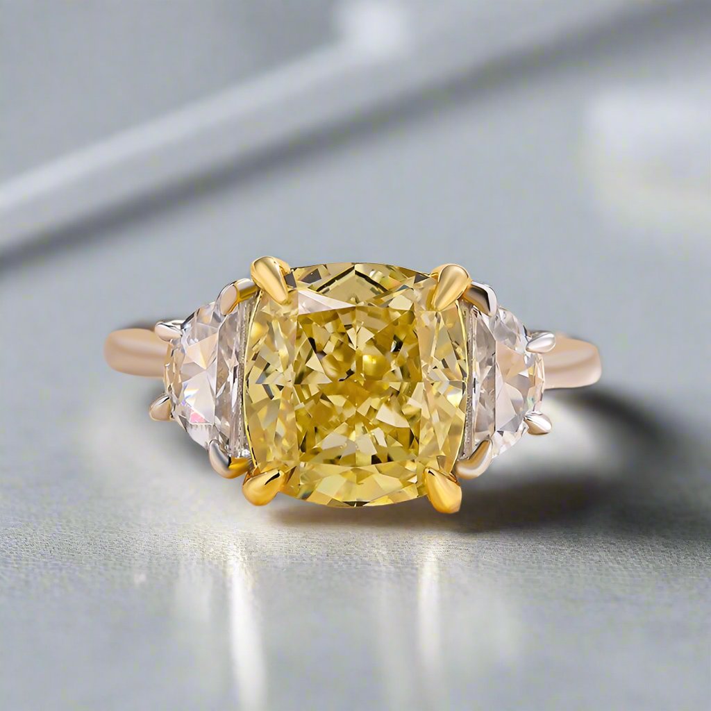 VIP Custom Ring- 1.5 ct Cushion Cut Yellow Stone (Aftersale Service)-Black Diamonds New York
