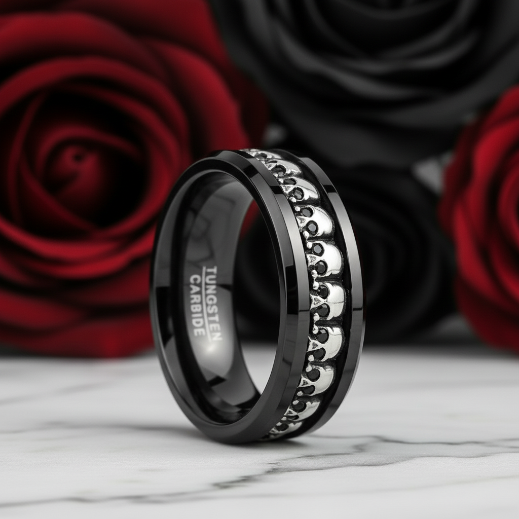 Gothic Skull Ring Band-Black Diamonds New York
