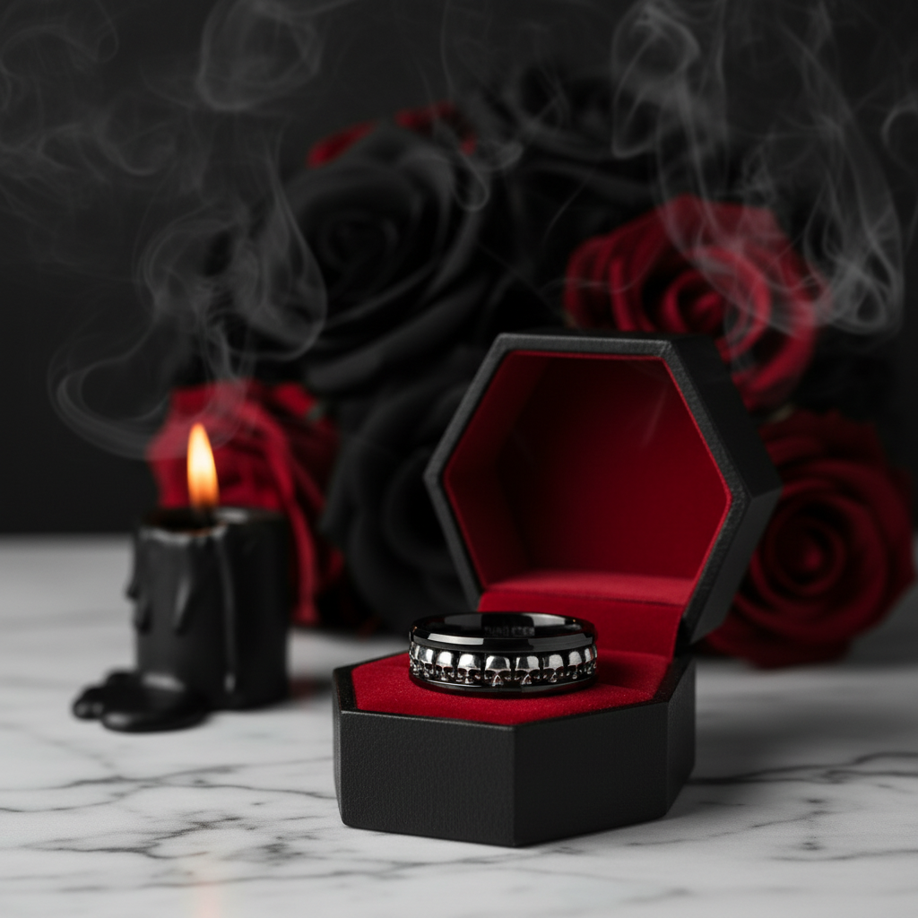 Gothic Skull Ring Band-Black Diamonds New York