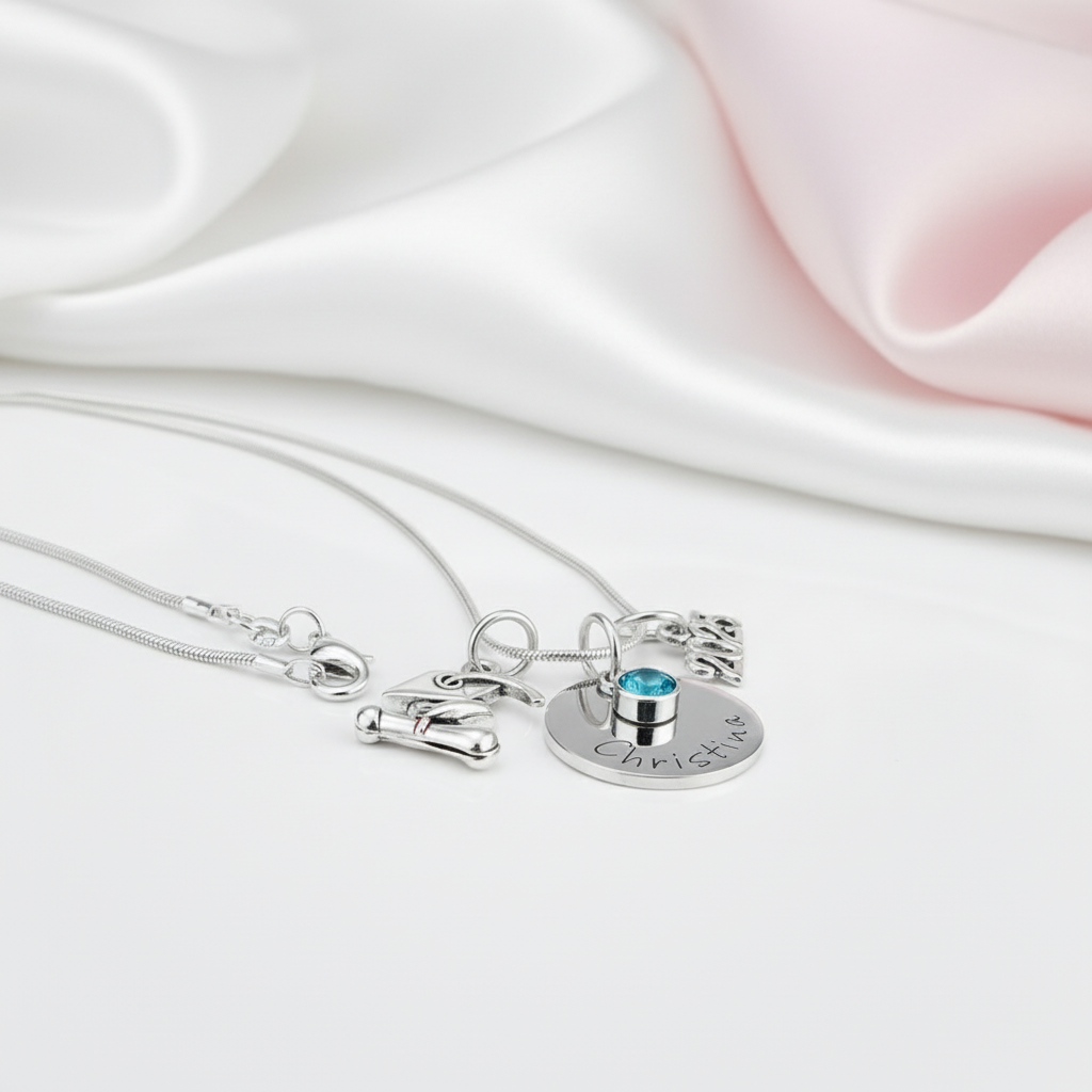 Personalized Graduation Necklace with Birthstone-Black Diamonds New York