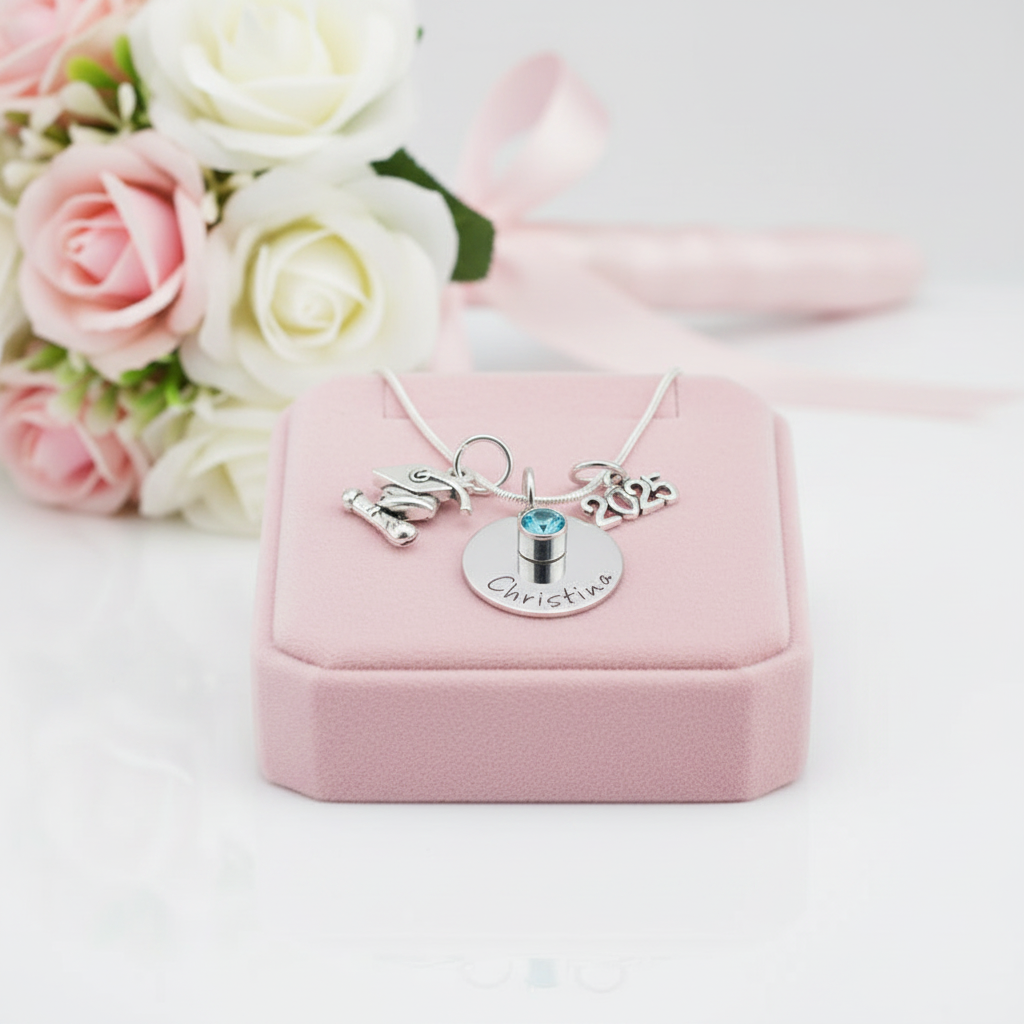 Personalized Graduation Necklace with Birthstone-Black Diamonds New York