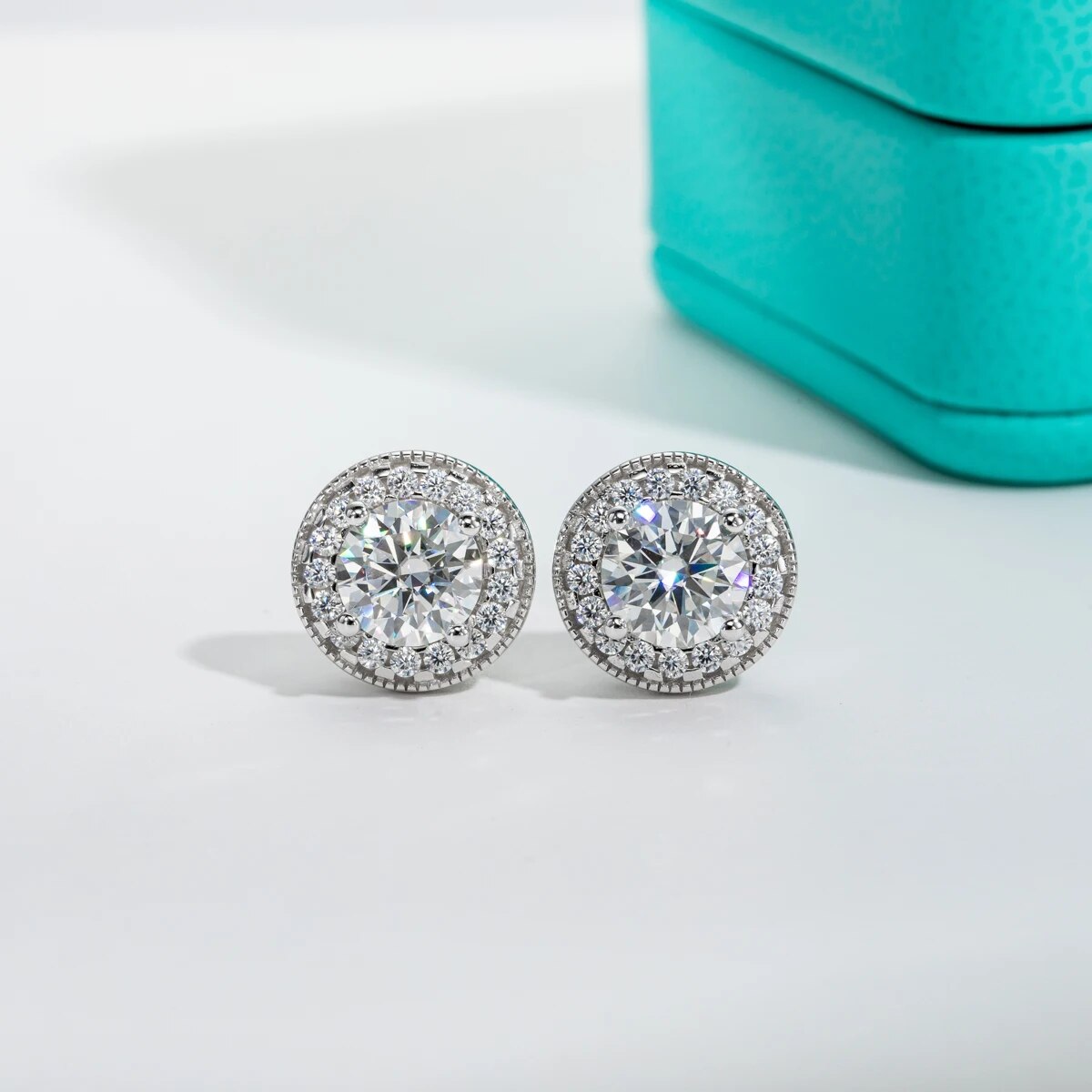 2.4cttw Round Moissanite Diamond Vintage Stud Earrings-Black Diamonds New York