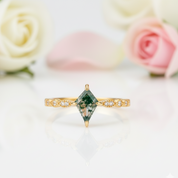 Kite Cut Natural Moss Agate Jewelry Set-Black Diamonds New York