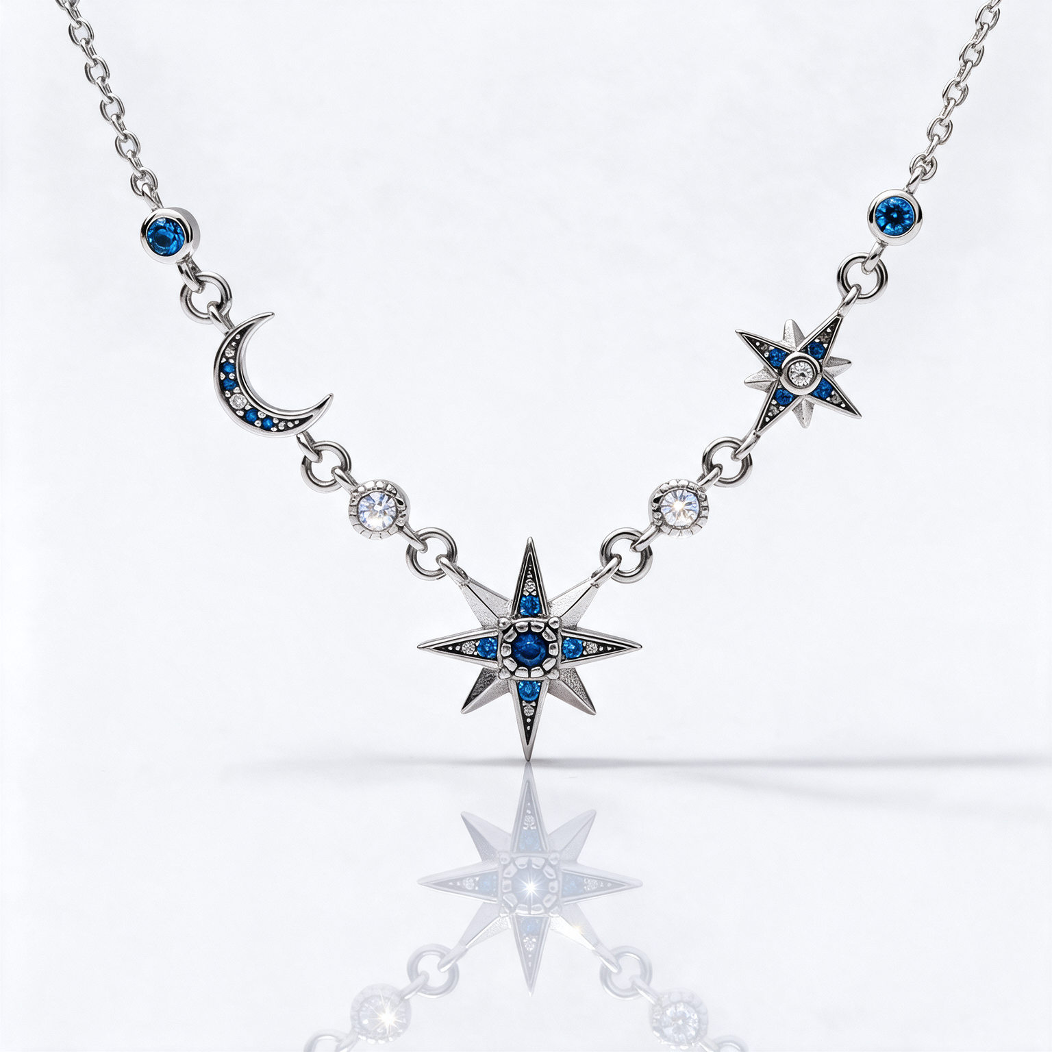 Moon & Star Link Chain Necklace