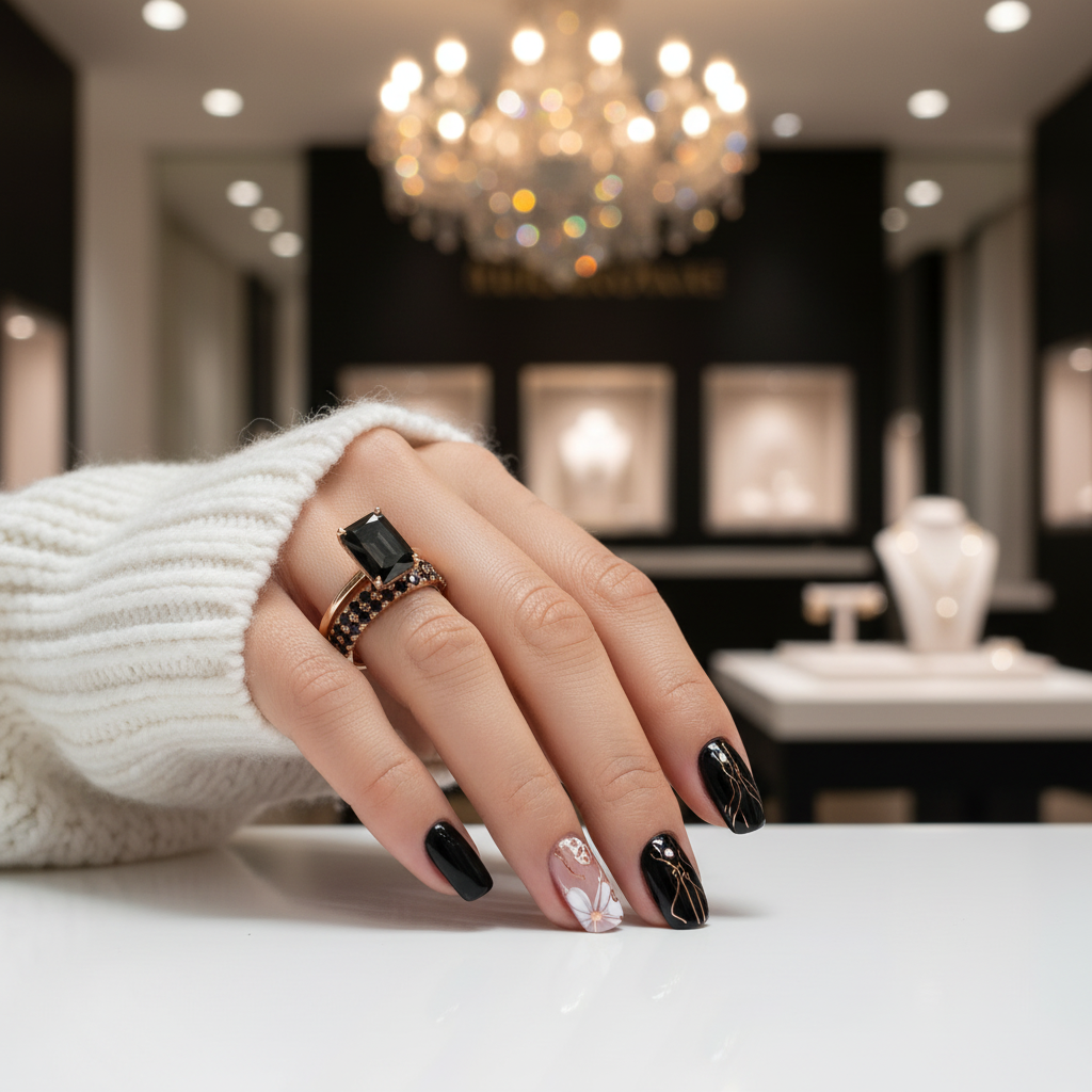 3 Carat Radiant Cut Lab Grown Diamond Ring Set in 14K Gold-Black Diamonds New York