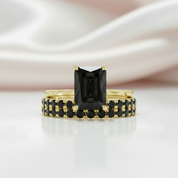 3 Carat Radiant Cut Lab Grown Diamond Ring Set in 14K Gold-Black Diamonds New York