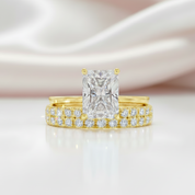 3 Carat Radiant Cut Lab Grown Diamond Ring Set in 14K Gold-Black Diamonds New York